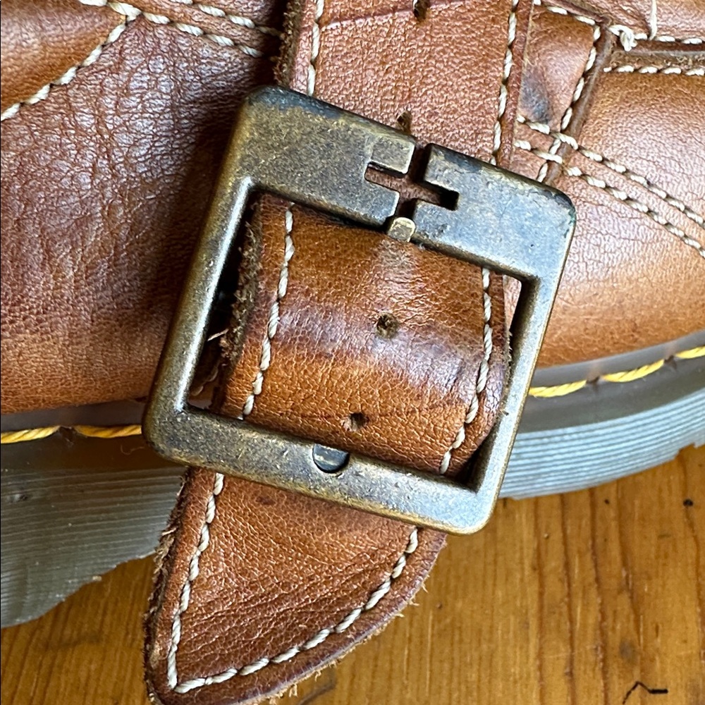 Dr. Martens Brown Leather Buckle Mary Jane Shoes - Picture 8 of 16